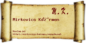 Mirkovics Kármen névjegykártya